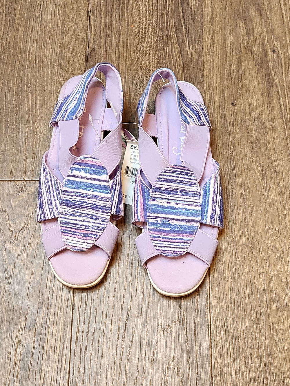 Women's Lavendar Striped Slingback Sandals